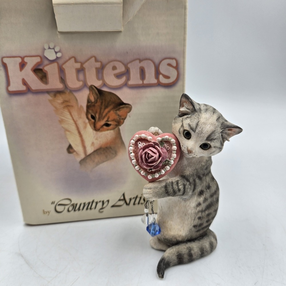 Vtg Country Artists Kitten Figurine Thinking Of You 03507 Cat Statue W Box